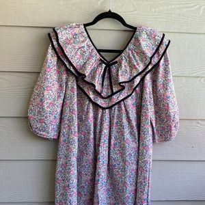 Batsheva Victoria Floral Ruffle Dress Housedress